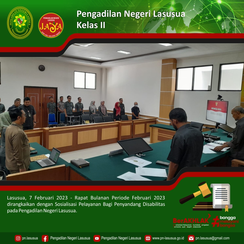 Rapat Bulanan Pengadilan Negeri Lasusua Periode Februari 2023